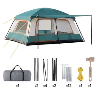 Carpa de Camping para 3-4 Personas, Impermeable, con Protección UV por 52.19€