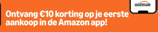 €10 korting op je eerste aankoop van €25 in de Amazon app