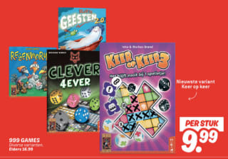 Diverse varianten 999 games voor €9,99 bij de Dekamarkt