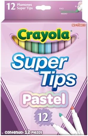 CRAYOLA Pastel SuperTips Washable Markers - Assorted Colours (Pack of 12)