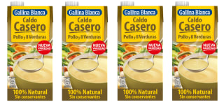 4 Botes de 1L de Caldo de pollo y 8 verduras casero 100% natural sin gluten por 3.8€