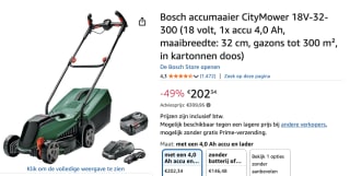 Bosch CityMower 18V-32 Accu grasmaaier voor €202,34 bij Amazon