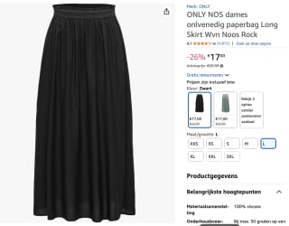 ONLY Onlvenedig Paperbag Lange Rok voor €17 bij Amazon