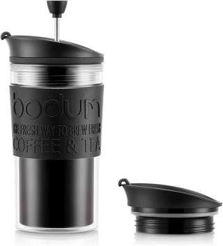 Bodum K11102-01 Travel Press Set Coffee Maker with Extra Lid, Black, 0.35 L/12oz