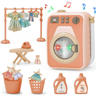 Lavadora de Juguete Electrónica con Luces, Sonidos y Set de Lavandería Completo 9.99€
