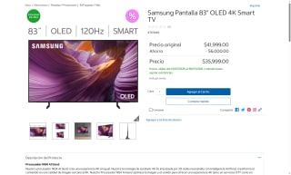 Televisor Samsung 83" OLED 4K por $29,999 | Costco (PayPal)