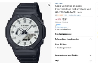 Casio G-Shock GA-2100WD-1AER Horloge voor €65,95 bij Amazon