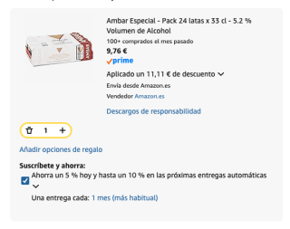 Cerveza Ambar Especial Pack 24 latas x 33 cl 5.2 % Volumen de Alcohol por 9.76€