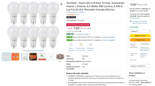 Tecnolite Focos LED A19 Pack 10 Pzas 8.5W 800LM 6500K por $159 | Amazon
