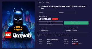 LEGO Batman: Legacy of the Dark Knight PC por $719 | LOADED