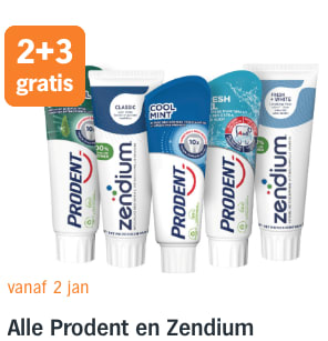 Alle Prodent en Zendium 2+3 gratis bij de Ah