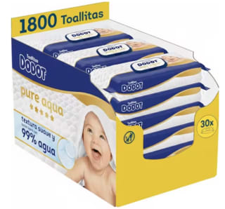 Dodot Pure Aqua Toallitas 30 Paquetes De 60 Unidades = 1800 Toallitas por 45.99€