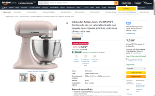 Batidora KitchenAid Artisan 5.5L Rosa Pluma por $7,587 | Amazon