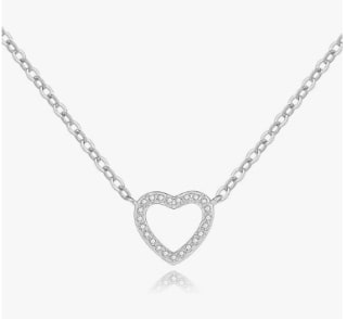 Collier Cadeau Femme, Argent Sterling 925 Coeur Bijoux Pendentif à 14,99€
