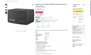 Regulador CyberPower CL2000VR 2000VA por $700 | Oferta Amazon