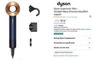 Dyson fohn Supersonic Straight + Wavy voor €313,21 bij Amazon