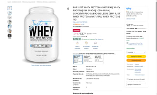 BHP JUST WHEY Proteína Natural 1kg por $627 | Amazon