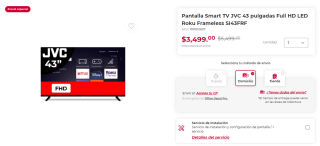 Smart TV JVC 43" FHD SI43FRF por $2,834 | Office Depot