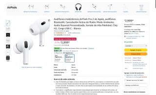 Audífonos AirPods Pro 2 por $3,600 | Amazon (Banamex o NU)