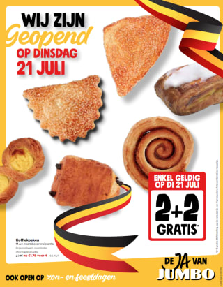 2+2 gratis op koffiekoeken bij Jumbo op 21/07/2026