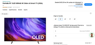 Smart TV Samsung 55" OLED S85HAE 4K por $10,922 | Santander MSI
