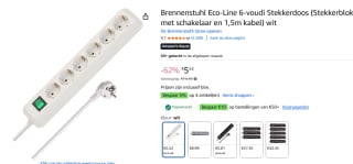 Brennenstuhl Eco-Line 6-voudige stekkerdoos voor €5,52 bij Amazon