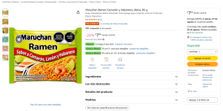 Maruchan Ramen Camarón y Habanero 85g por $5 en Amazon