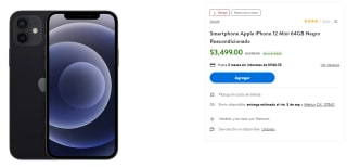 iPhone 12 Mini 64GB Reacondicionado por $3,499 | Walmart
