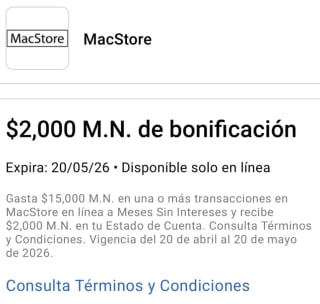Bonificación de $2,000 en MacStore | American Express