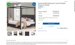 Cama Bellevue King con dosel por $9,999 | Oferta Costco