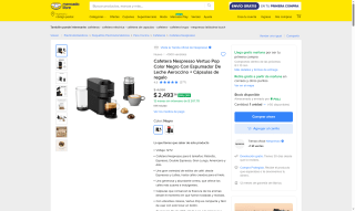 Cafetera Nespresso Vertuo Pop Negro por $2,020 | Mercado Libre (OXXO)