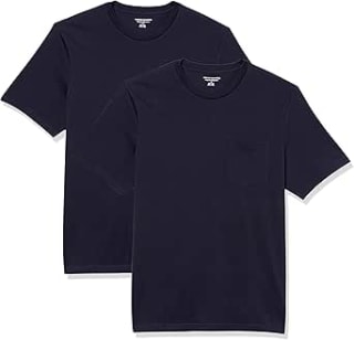 Amazon Essentials Men's Navy Pocket T-Shirt , Pack of 2 Size L / Grey Size L £5.63
