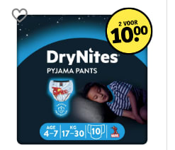 2 pakken DryNites voor €10 bij Kruidvat