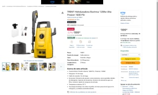Hidrolavadora TRENT 1200W 1600PSI por $999 | Amazon