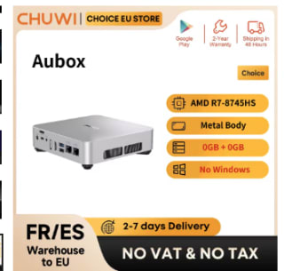 CHUWI AuBox AMD Ryzen 7 8745HS, barebone voor €222,07 dmv code bij Aliexpress