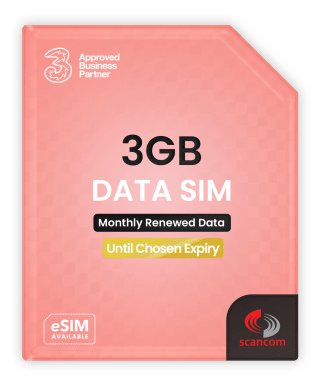Three 3GB Data SIM - Automatic Vodafone network access for improved coverage,