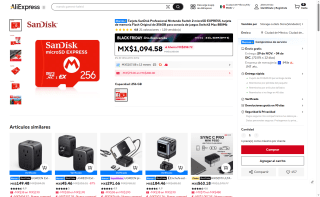 Tarjeta MicroSD SanDisk 256GB por $964 | AliExpress (Didi Préstamos)