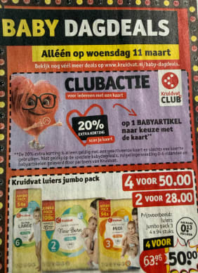 Baby Dagdeals met 20% korting op babyartikel naar keuze