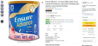 Ensure Advance 400g Sabor Fresa $372 | Oferta Amazon