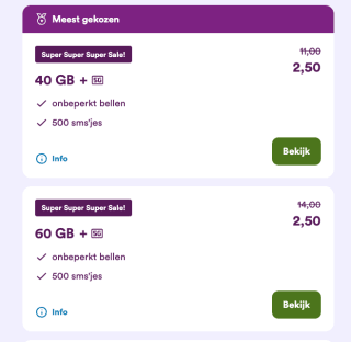 Simpel 60GB Data voor 8,25 euro ivm ALLE abbo 2,50 eerste jaar