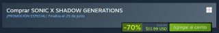 Sonic X Shadow Generations por $210 | Oferta Steam