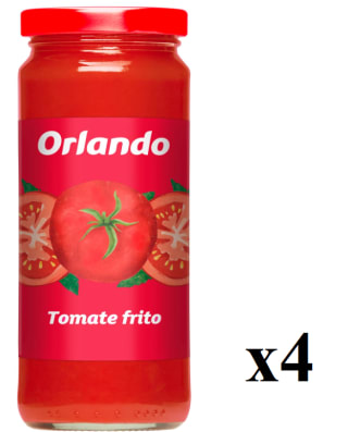Pack 4 Orlando Tomate Frito Clásico Frasco, Sin Gluten Ni Conservantes. 340g a 3.6€