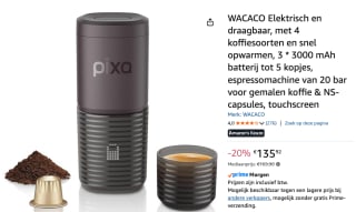 espressomachine van 20 bar voor gemalen koffie & NS-capsules voor €135,92WACACO