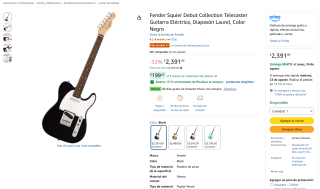 Fender Squier Debut Collection Telecaster por $2,032 en Amazon