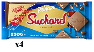 4 Tabletas de SUCHARD Turrón de chocolate con trozos de galleta (Principe) por 10.44€