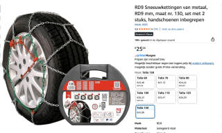 rd-9 RD9 2 stuks sneeuwkettingen van metaal maat 130 voor €25 bij Amazon