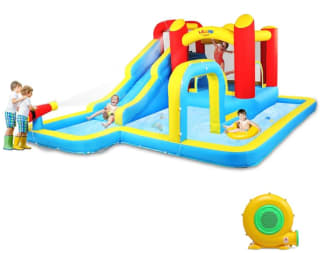 Château Gonflable avec Souffleur, Piscine, Mur d'escalade Leadzm à 279,99€