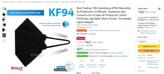 Best Trading 100 cubrebocas KF94 por $142 en Amazon
