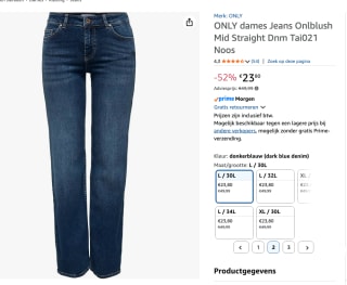 Only Onlblush mid straight dames jeans voor €23,80 bij Amazon