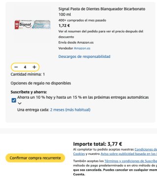 4 pastas Signal de Dientes Blanqueador Bicarbonato 100 ml por solo 3.77€